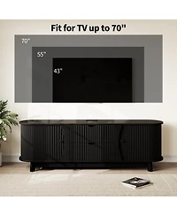 homfan 63" Tv Stand for TVs Up to 70", Console with 2 Drawers and 2 Cabinets, Built-in Power Outlet and Adjustable Shelf for Living Room