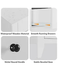 homfan 2 Set of 5 Drawer Dresser for Bedroom, Modern Chest of Drawers with Deep Storage, Wide Storage Organizer Unit for Closet, Living Room