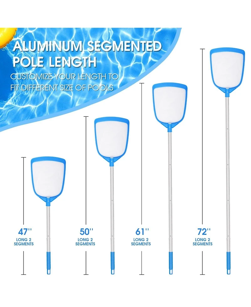 Xdovet Pool Leaf Skimmer Net Ultra Fine Mesh Aluminum Pole