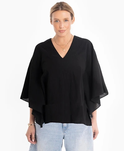 Ocean+Main Women's Butterfly Sleeve Cotton Caftan Top