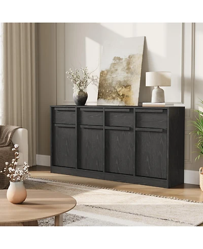 homfan Sideboard Buffet Cabinet with 4 Drawers, 62.4 Inch Large Coffee Storage, Modern Storage Table