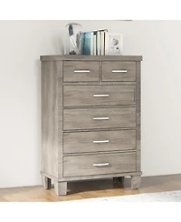homfan 31.5"W x 15.75"D 45.5"H 6-Drawer Vertical Storage Chest Dresser with Engineered Wood