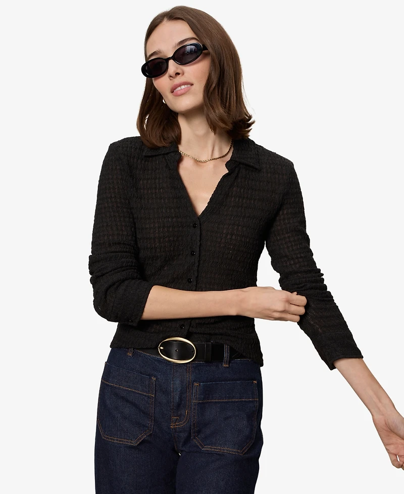 Sanctuary Petite Juno Textured Button-Front Shirt