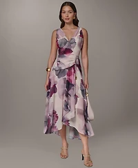 Donna Karan New York Petite Printed V-Neck High-Low Dress