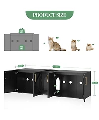 homfan Double Cat Litter Box Enclosure, Spacious Engineered Wood Pet Washroom Cabinet with Vent Holes and Storage Shelf, Easy Assembly