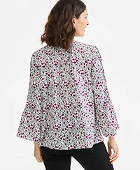Style & Co Women's Floral Bell-Sleeve Pintuck Blouse, Macy's Exclusive