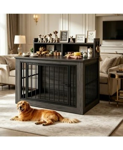 Homfan Heavy Duty Dog Crate With Pull Out Drawer Medium Size Metal Wire Kennel For Dogs 26 50 Lbs Easy Assembly Indoor Pet Cage For Living Room