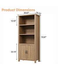 homfan 5-Tier Double-Door Storage Cabinet, Thickened Board Adjustable Shelf Organizer, Anti-Toppling Easy-Assembly Home Display Cabinet