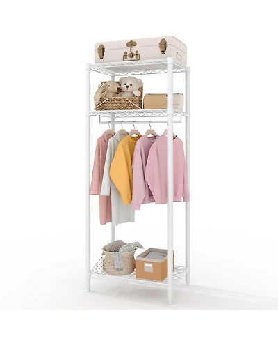 homfan Tall Clothes Rack With Adjustable Storage Shelves, Metal Clothing Rack for Hanging Clothes, for Bedroom, Laundry, Living Room