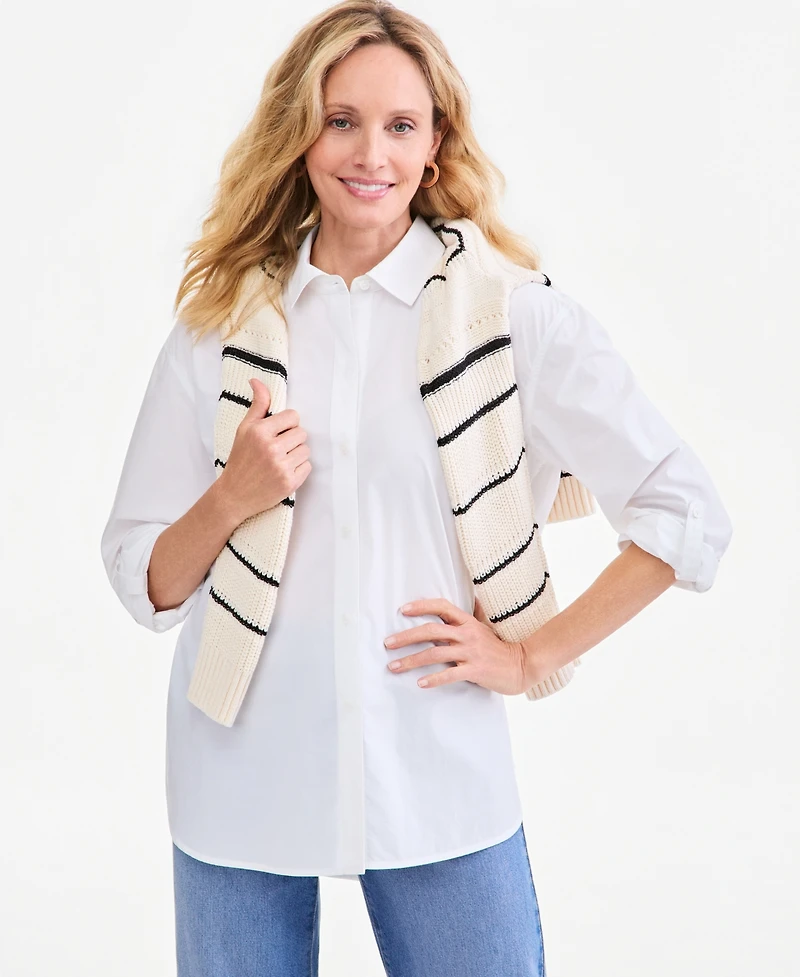 Style & Co Women's Long-Sleeve Button-Front Shirt, Created for Macy's