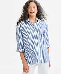 Style & Co Women's Striped Roll-Tab Long-Sleeve Blouse, Macy's Exclusive