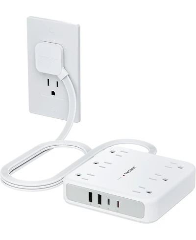 Tessan Surge Protector Power Strip 2100J, 5 Feet Extension Cord with Multiple Outlets Flat Plug, 4 Usb (2 Usb C) and 6 Ac Outlets, Multi Port