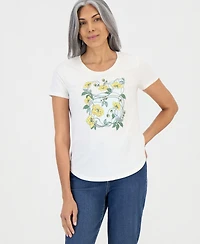 Style & Co Women's Winding Floral-Print Graphic Tee, Macy's Exclusive