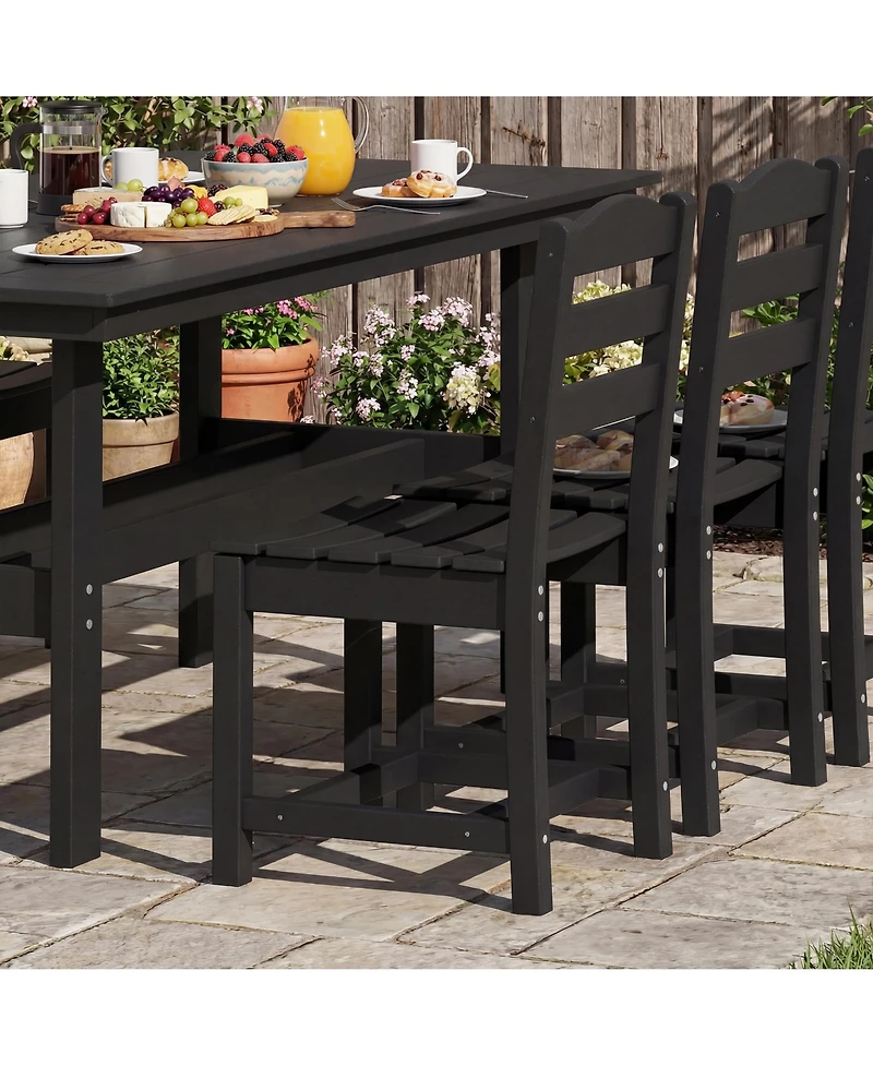 Homsee 71-Inch Hdpe Dining Set with 6 Side Chairs - All-Weather Resin Patio Table Umbrella Hole