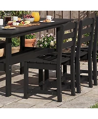 Homsee 71-Inch Hdpe Dining Set with 6 Side Chairs - All-Weather Resin Patio Table Umbrella Hole