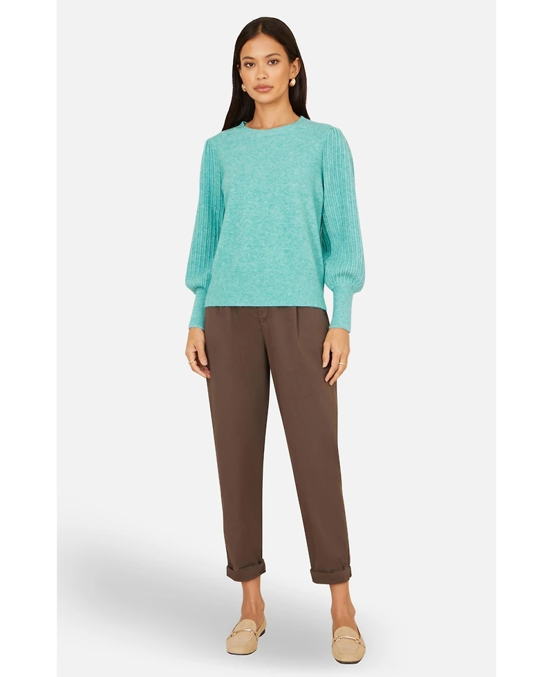 Yumi Women's Knitted Balloon Sleeve Jumper