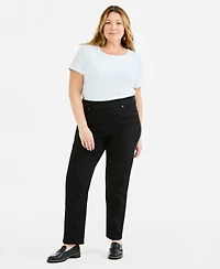 Style & Co Plus Pull-On Shaping High-Rise Straight-Leg Jeans, Macy's Exclusive