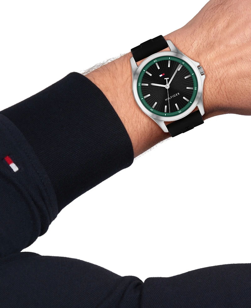 Tommy Hilfiger Men's Quartz Black Silicone Strap Watch 42mm