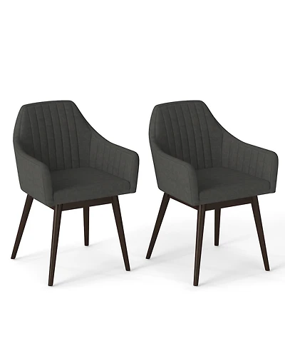 Sugift Dining Chairs Set of 2 Upholstered Accent Chairs with Comfy Padded Backrest and Seat
