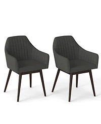 Sugift Dining Chairs Set of 2 Upholstered Accent Chairs with Comfy Padded Backrest and Seat