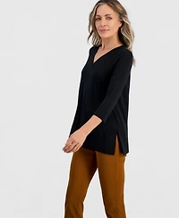 Jm Collection Petite 3/4-Sleeve V-Neck Tunic, Macy's Exclusive