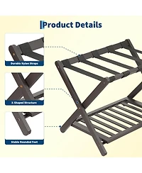 homfan Set of 2 Bamboo Shelf, Bamboo Folding Storage Shelf with 150 Lb Capacity for Bedroom or Entryway