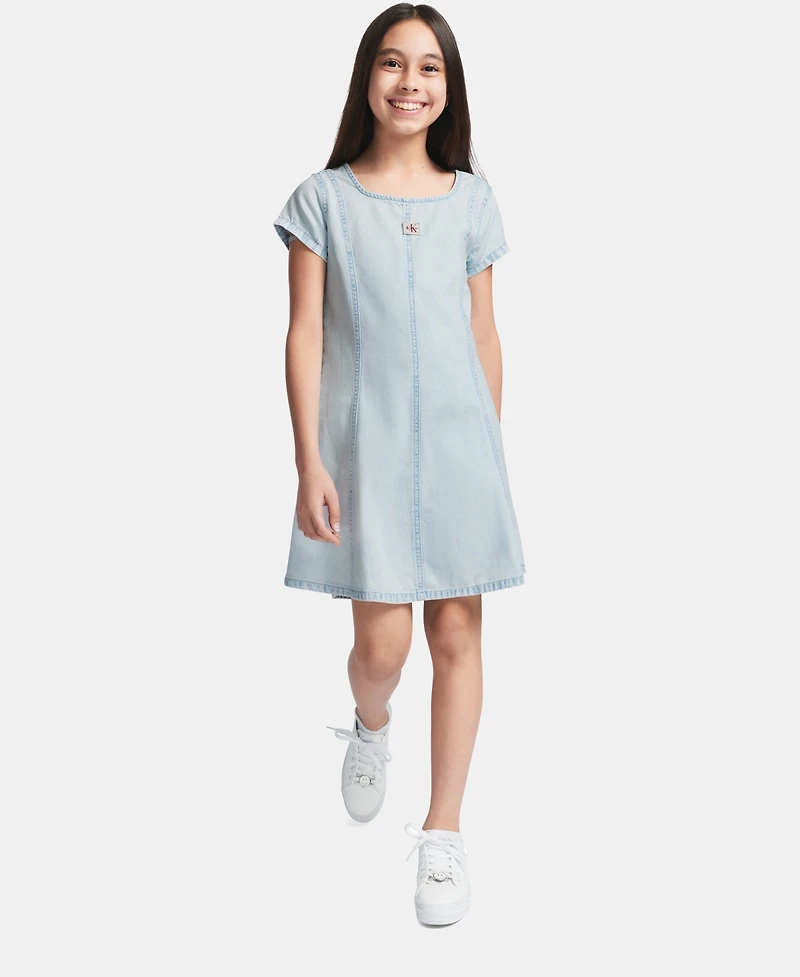 Calvin Klein Girls' 7-16 Denim Panelled Dress
