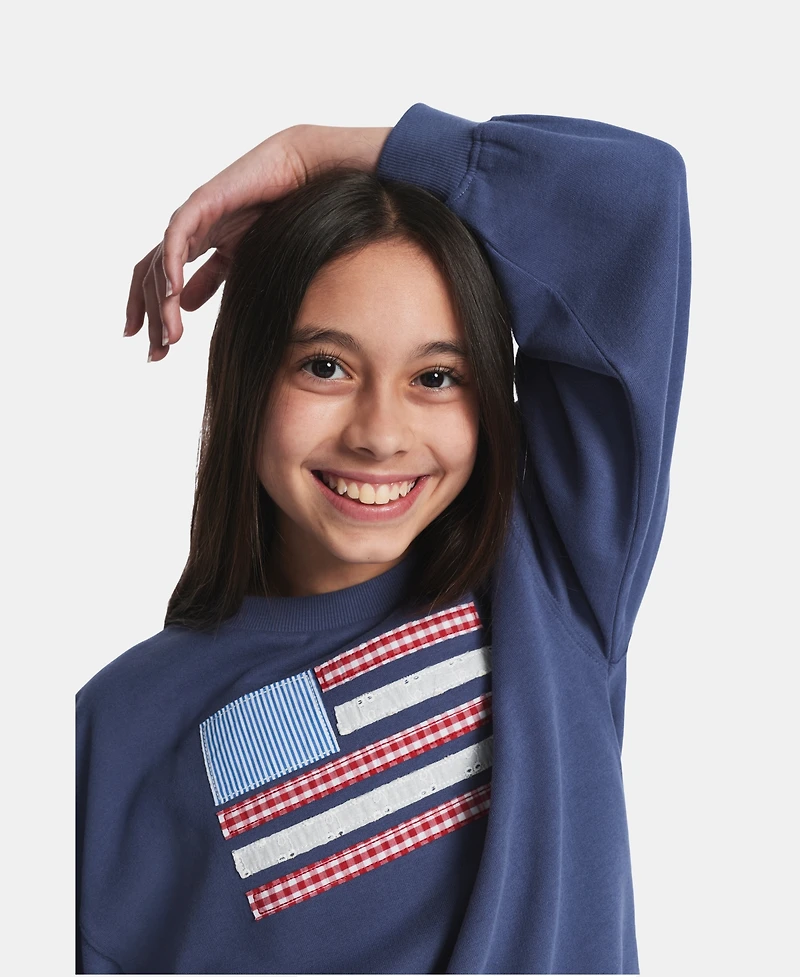 Tommy Hilfiger Girls' 7-16 Embroidered Long-Sleeve Sweatshirt