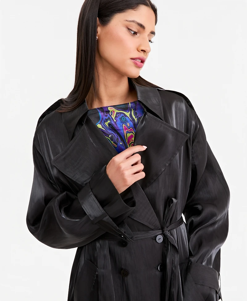 Lapointe X Macy's Women's Organza Double-Breasted Long Trench Coat, Exclusive