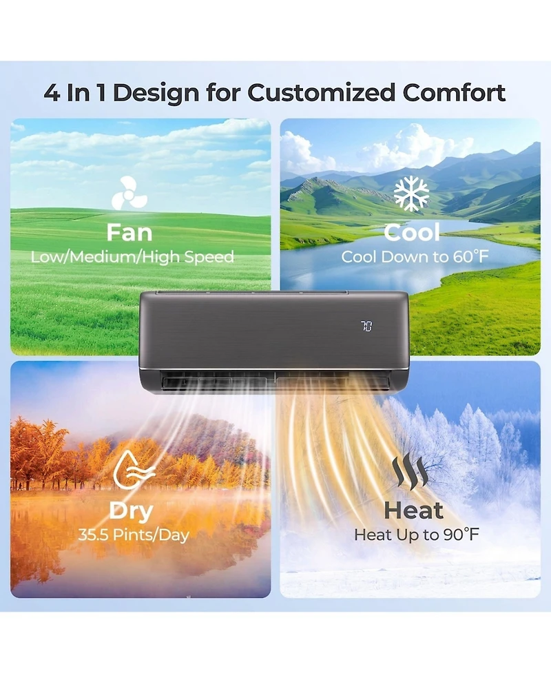 Sugift 9100 Btu 20.5 SEER2 115V Wifi Ductless Mini Split Air Conditioner with Alexa