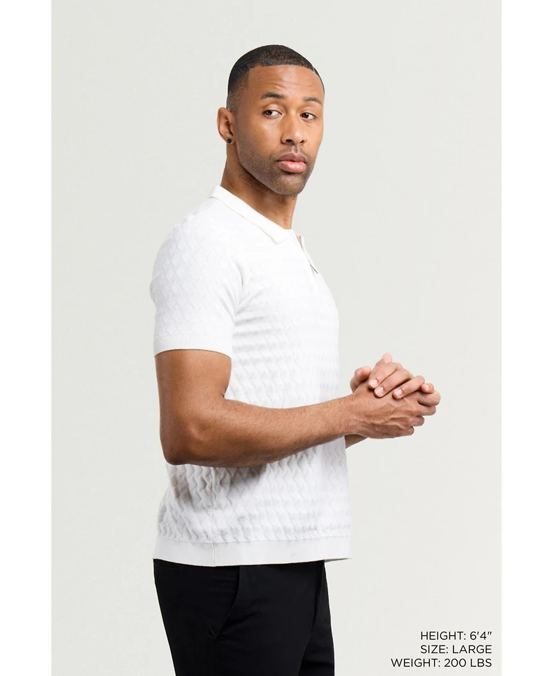 Xray Men's Quarter Zip Allover Argyle Knit Sweater Polo