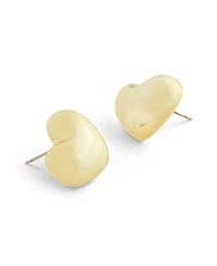 Steve Madden Gold Boho Puffy Heart Stud Earrings