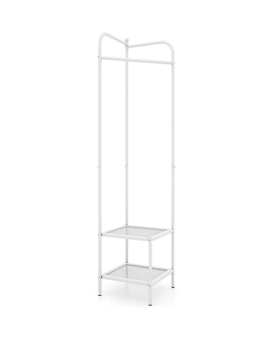 Gouun 76-Inch Corner Coat Rack with Top Hanger and 2 Shoe Shelves
