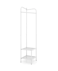 Gouun 76-Inch Corner Coat Rack with Top Hanger and 2 Shoe Shelves