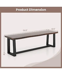 Gouun 56.5-Inch Acacia Wood Dining Bench with Wavy Edge Design