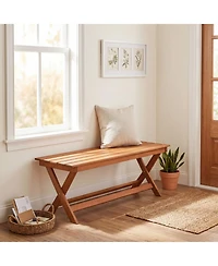 Gouun 2-Seat Wooden Garden Bench with X-Shaped Legs