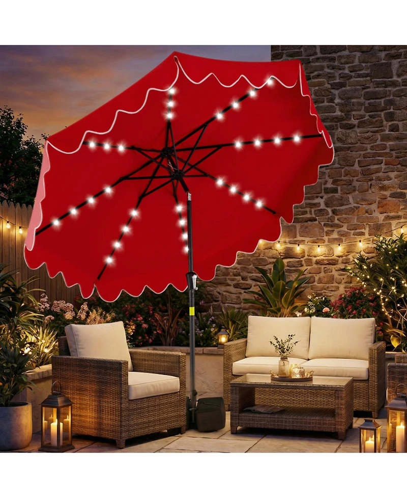 Gouun 9-Foot Solar Led Patio Umbrella with Weighted Base
