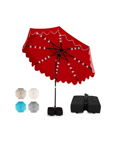 Gouun 9-Foot Solar Led Patio Umbrella with Weighted Base