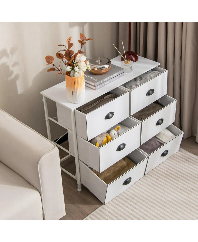 Gouun 6-Drawer Fabric Storage Chest with Wooden Top