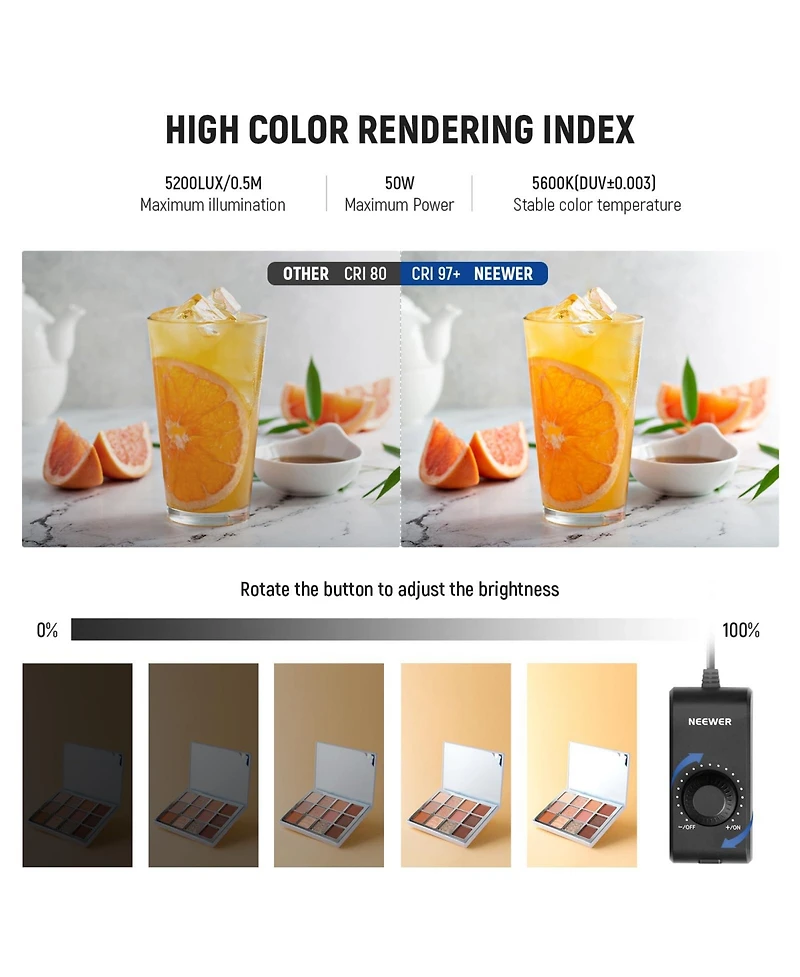 Neewer LP60 Photo Studio Light Box with 24", 50W, 160 LEDs