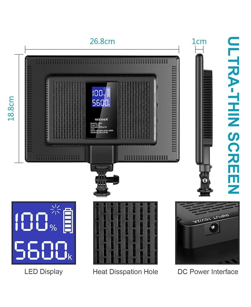 Neewer Led Video Light with 192 Led, 20W, 4000mAh