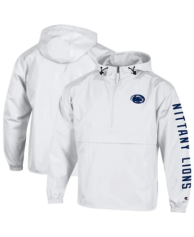 Champion Men's White Penn State Nittany Lions Cloud Packable Half-Zip Hooded Jacket