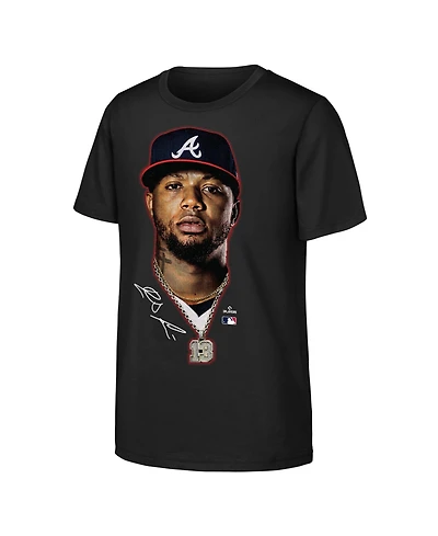 Outerstuff Big Boys and Girls Ronald Acuna Jr. Black Atlanta Braves Headliner T-Shirt