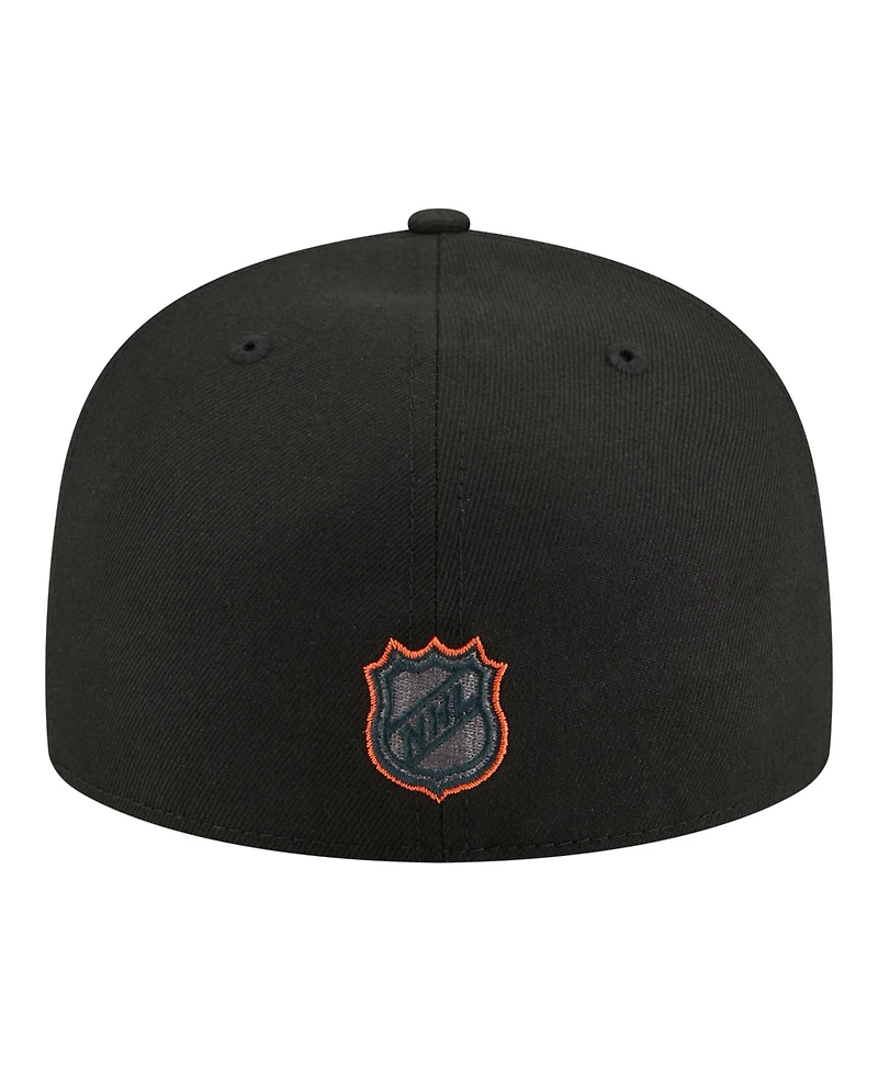 New Era Men's Black Anaheim Ducks Color Pop 59FIFTY Fitted Hat