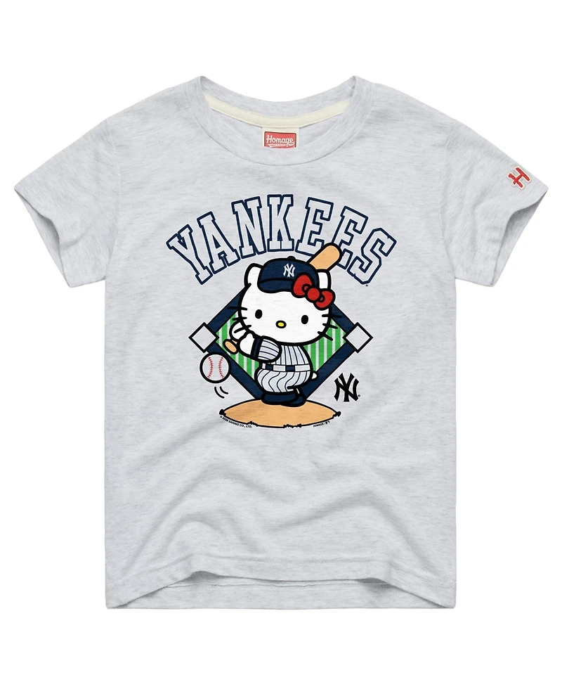 Homage Toddler Ash New York Yankees Hello Kitty x Mlb Tri-Blend T-Shirt