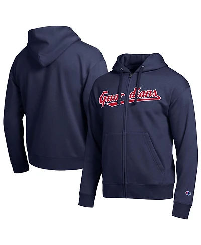 Champion Men's Cleveland Guardians Navy All-Star Wordmark Full-Zip Hoodie