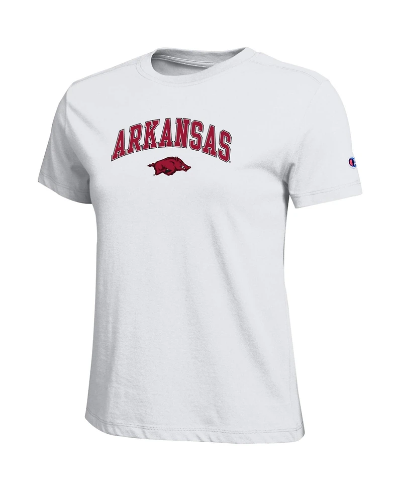 Champion Women's White Arkansas Razorbacks Arched Over Logo T-Shirt