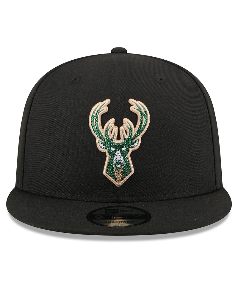 New Era Men's Black Milwaukee Bucks 2026 Nba Draft Crystal 9FIFTY Snapback Hat