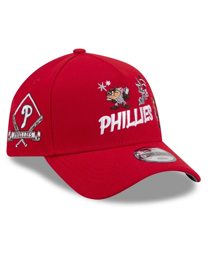 New Era Big Boys and Girls Red Philadelphia Phillies Looney Tunes A-Frame 9FORTY Adjustable Hat