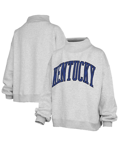 Pressbox Women's Heather Gray Kentucky Wildcats Oversized Nelson Mock Neck Sweatshirt